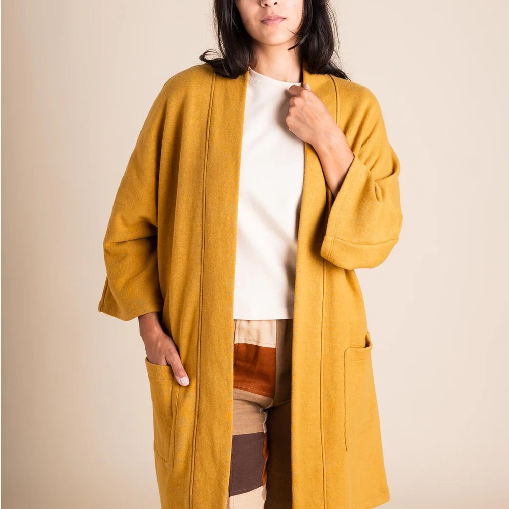 Conscious Clothing Mustard Fleece Open-Front oversized cardigan
